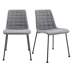 HomeRoots Set of Two Stylish Gray and Black Upholstered Dining Side Chairs for Modern Spaces & Comfort 544264