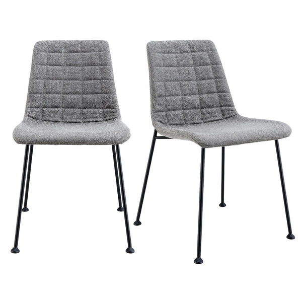 HomeRoots Set of Two Stylish Gray and Black Upholstered Dining Side Chairs for Modern Spaces & Comfort 544264