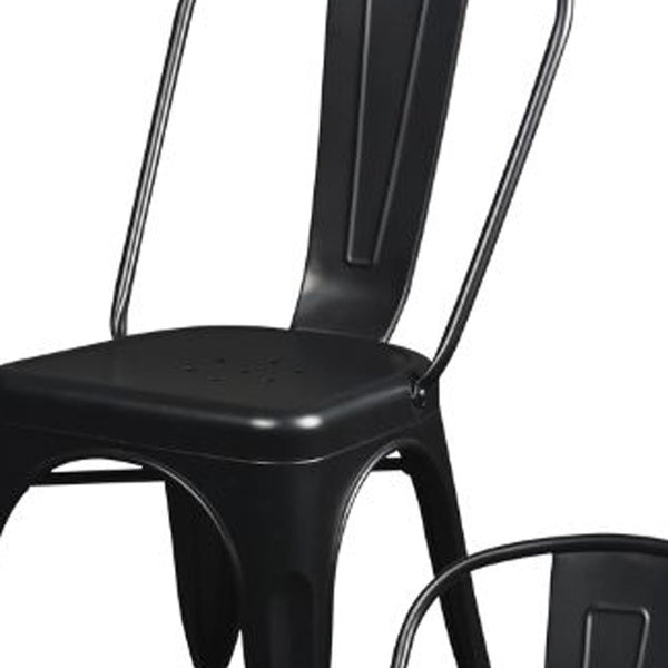 Homeroots Set Of Four Black Steel Dining Side Chairs  Steel 544266