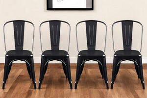 Homeroots Set Of Four Black Steel Dining Side Chairs  Steel 544266