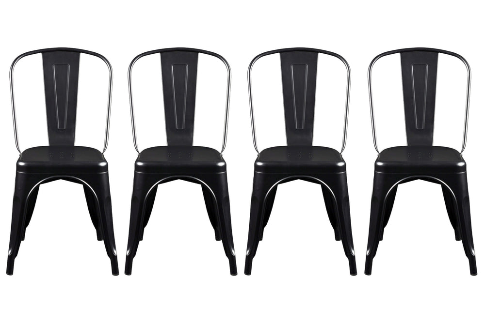 Homeroots Set Of Four Black Steel Dining Side Chairs  Steel 544266