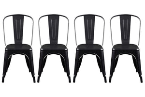 Homeroots Set Of Four Black Steel Dining Side Chairs  Steel 544266