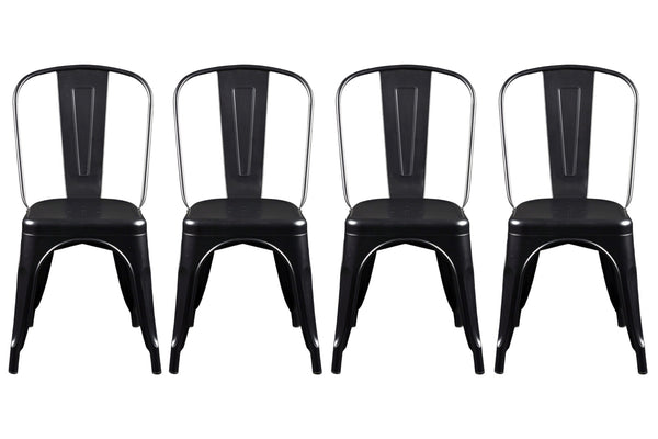 Homeroots Set Of Four Black Steel Dining Side Chairs  Steel 544266