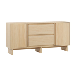 English Elm Walker Edison - 63" Scandi Sideboard with Beveled Drawers — Modern MDF Console with Cable Management & Adjustable Shelves Light Brown 69.75 L x 20.88 W x 7.13 H B185P169079