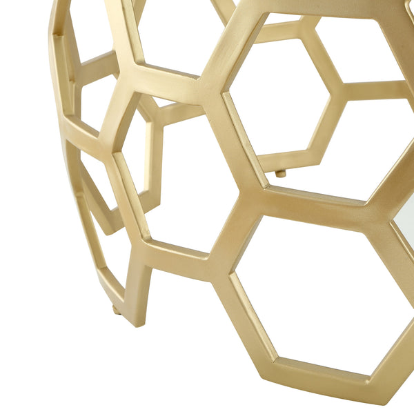 Homeroots 32" Clear And Gold Glass And Iron Round Coffee Table Gold  544267