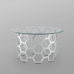 Homeroots 32" Clear And Silver Glass And Iron Round Coffee Table Silver  544268