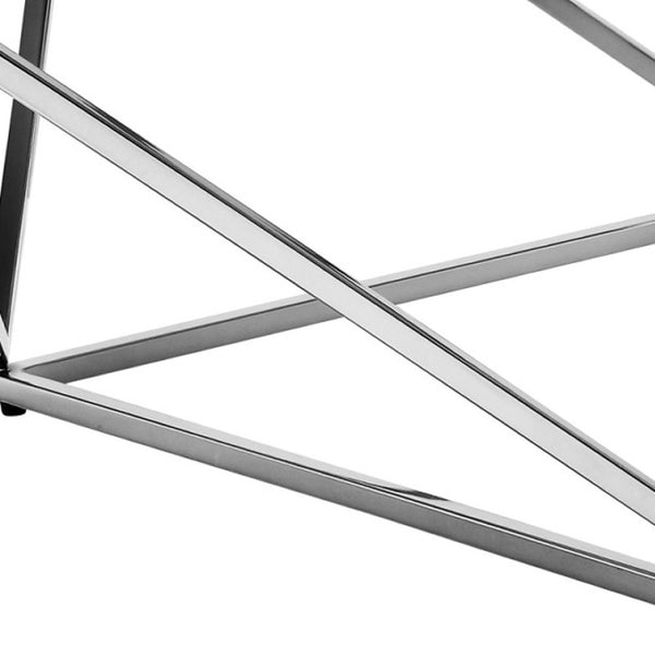 HomeRoots 36" Modern Square Coffee Table - White Wood Top & Silver Iron Base for Stylish Living Spaces 544269