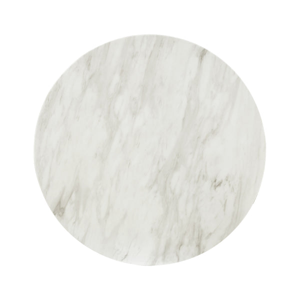 Homeroots 35" White And Gold Genuine Marble And Stainless Steel Round Coffee Table   544271