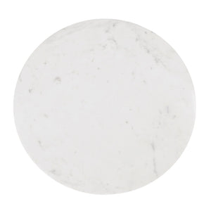 HomeRoots 32" Modern Round Drum Coffee Table with White Marble Top & Black Steel Base for Stylish Living Spaces 544272