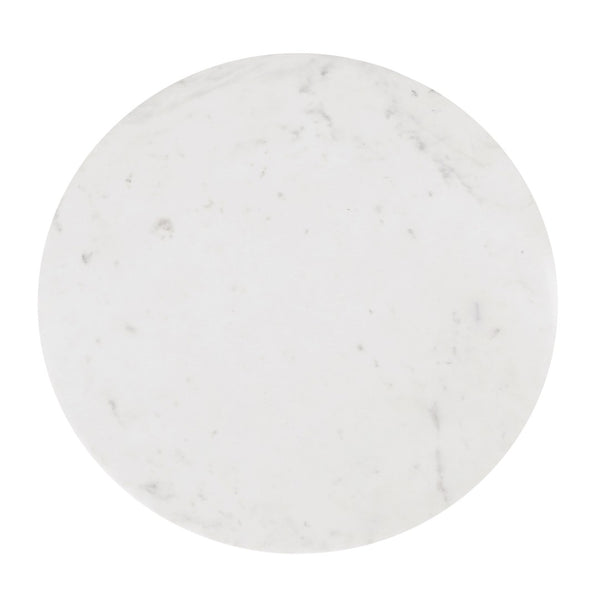 HomeRoots 32" Modern Round Drum Coffee Table with White Marble Top & Black Steel Base for Stylish Living Spaces 544272