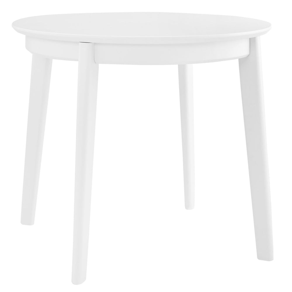 HomeRoots 36" White Wood Round Top Dining Table - Compact Stylish Centerpiece for Cozy Meals and Gatherings 544275