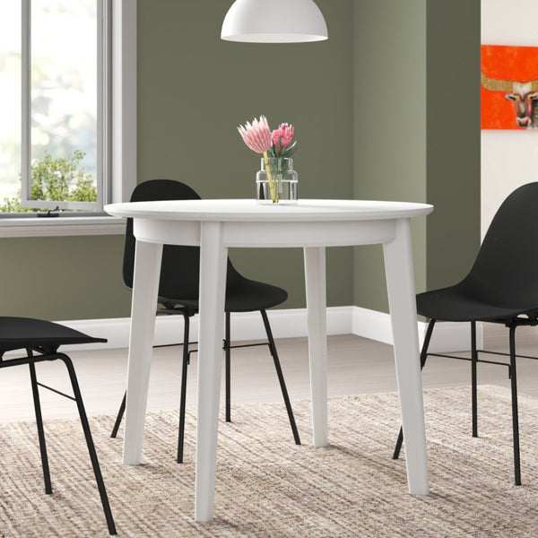Homeroots 36" White Wood Round Top Dining Table - Stylish Centerpiece For Modern Homes, Seats 4 Comfortably!   544275