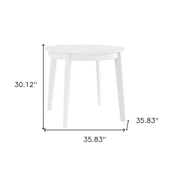 Homeroots 36" White Wood Round Top Dining Table - Stylish Centerpiece For Modern Homes, Seats 4 Comfortably!   544275