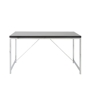 HomeRoots 54" Black and Silver Writing Desk - Modern Wood and Stainless Steel Design for Home Office Elegance 544278