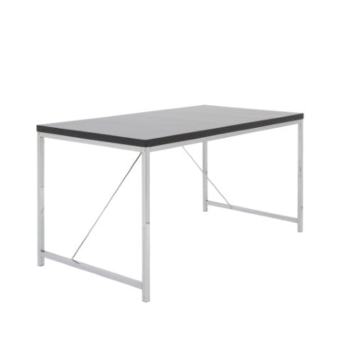 Homeroots 54" Elegant Black And Silver Wood & Stainless Steel Writing Desk For Stylish Home Offices & Bedrooms   544278