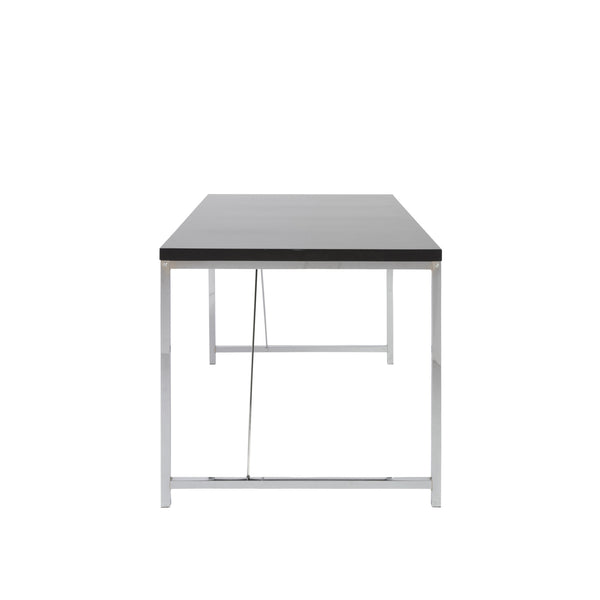 Homeroots 54" Elegant Black And Silver Wood & Stainless Steel Writing Desk For Stylish Home Offices & Bedrooms   544278