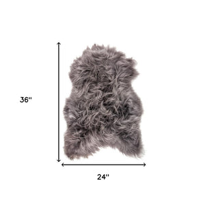 HomeRoots 2' X 3' Handmade Sheepskin Area Rug - Luxurious, Soft & Non-Skid for Cozy Living Spaces & Style Gray 544283