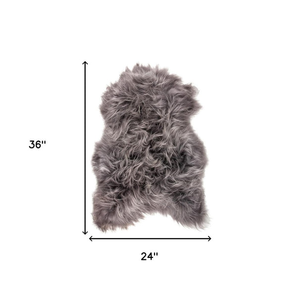 HomeRoots 2' X 3' Handmade Sheepskin Area Rug - Luxurious, Soft & Non-Skid for Cozy Living Spaces & Style Gray 544283