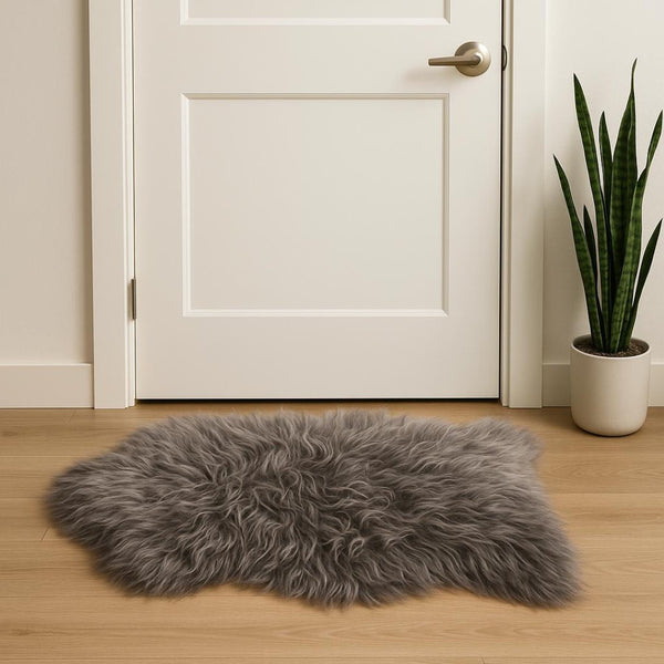 HomeRoots 2' X 3' Handmade Sheepskin Area Rug - Luxurious, Soft & Non-Skid for Cozy Living Spaces & Style Gray 544283