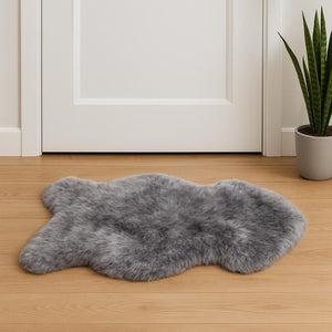 HomeRoots 2' X 3' Handmade Sheepskin Area Rug - Luxurious, Soft & Non-Skid for Cozy Living Spaces & Style Gray 544284