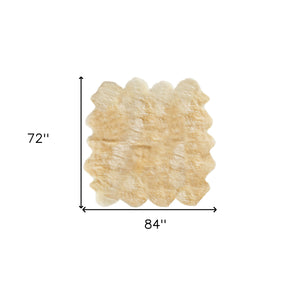 Homeroots 6' X 7' Gold Sheepskin Handmade Area Rug  Genuine Sheepskin 544286