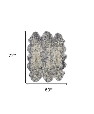 Homeroots 5' X 6' Gray Sheepskin Handmade Area Rug  Genuine Sheepskin 544287