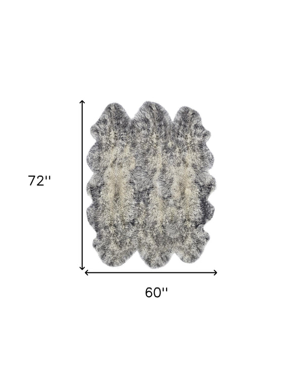 Homeroots 5' X 6' Gray Sheepskin Handmade Area Rug  Genuine Sheepskin 544287