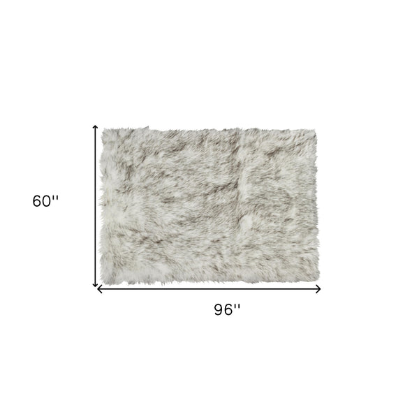 Homeroots 5' X 8' Gray Faux Sheepskin Printed Area Rug  Faux Sheepskin 544290