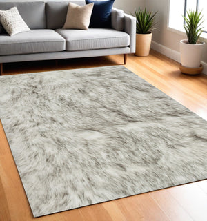 Homeroots 5' X 8' Gray Faux Sheepskin Printed Area Rug  Faux Sheepskin 544290