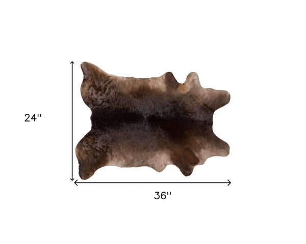 Homeroots 2' X 3' Brown Cowhide Hand Tufted Area Rug Teal Cowhide 544294