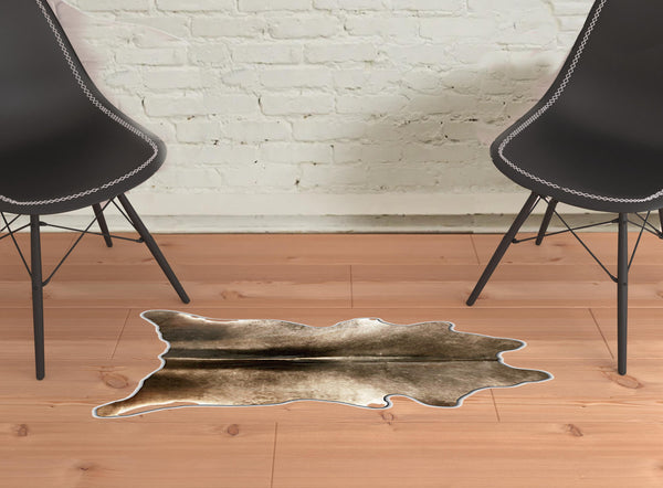 Homeroots 2' X 3' Brown Cowhide Hand Knotted Area Rug Teal Cowhide 544295