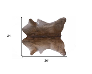 Homeroots 2' X 3' Taupe Genuine Cowhide Hand Knotted Area Rug Brown Cowhide 544297