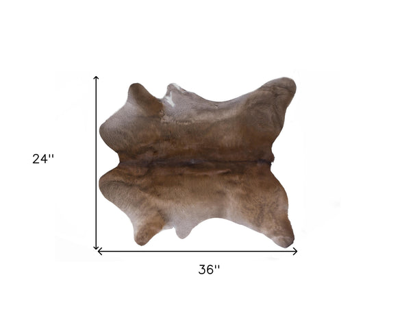 Homeroots 2' X 3' Taupe Genuine Cowhide Hand Knotted Area Rug Brown Cowhide 544297