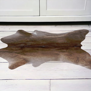 Homeroots 2' X 3' Taupe Genuine Cowhide Hand Knotted Area Rug Brown Cowhide 544297