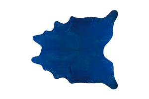 Homeroots 6' X 7' Cobalt Cowhide Hand Knotted Area Rug Blue Cowhide 544301