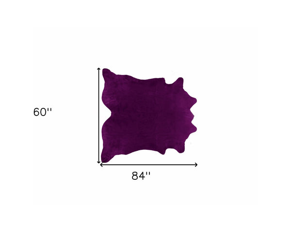 Homeroots 5' X 7' Purple Cowhide Hand Knotted Area Rug Purple Cowhide 544302