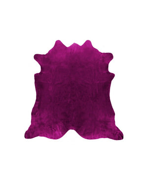 6 Foot Artisan Hand Knotted Genuine Cowhide Area Rug Bold Purple Accent Piece
