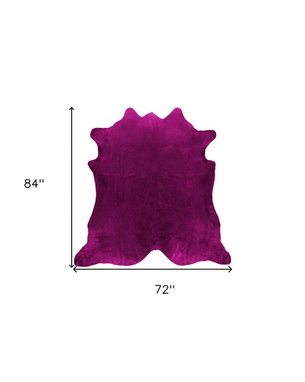 Homeroots 6' X 7' Purple Cowhide Hand Knotted Area Rug Purple Cowhide 544303