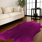 Homeroots 6' X 7' Purple Cowhide Hand Knotted Area Rug Purple Cowhide 544303