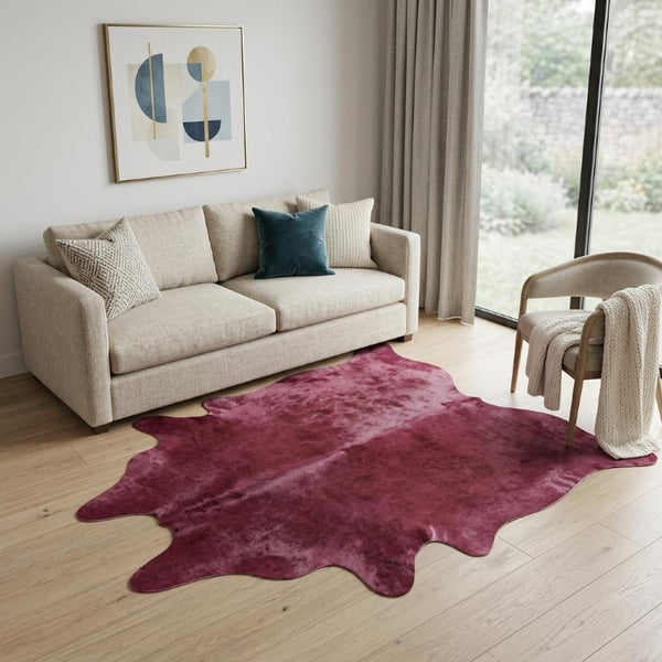 6x7 Fuchsia Genuine Cowhide Hand Knotted Area Rug Bold Artisan Accent for Any Room