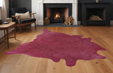 Homeroots 6' X 7' Fuchsia Cowhide Hand Knotted Area Rug Fuchsia Cowhide 544304