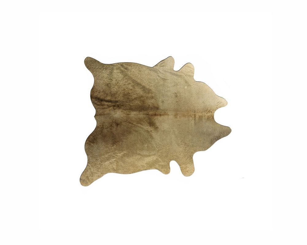 HomeRoots 6' Hand-Knotted Cowhide Area Rug – Bold Color, Unique Design & Stain-Resistant for Modern Homes Gold 544305