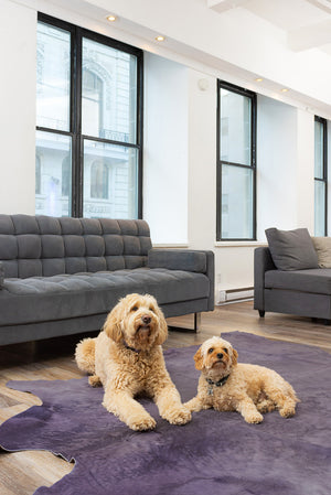 Homeroots 6' X 7' Lavender Cowhide Hand Knotted Area Rug Lavender Cowhide 544306