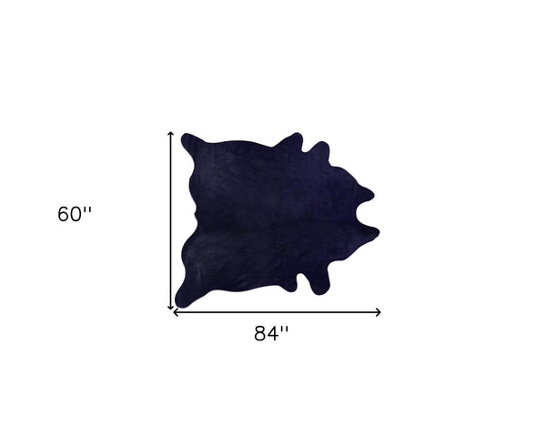 Homeroots 5' X 7' Midnight Cowhide Hand Knotted Area Rug Blue Cowhide 544308