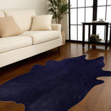 Homeroots 6' X 7' Midnight Cowhide Hand Knotted Area Rug Blue Cowhide 544309