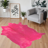 Homeroots 5' X 7' Pink Cowhide Hand Knotted Area Rug Baby Pink Cowhide 544311