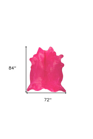 Homeroots 6' X 7' Pink Cowhide Hand Knotted Area Rug Baby Pink Cowhide 544312