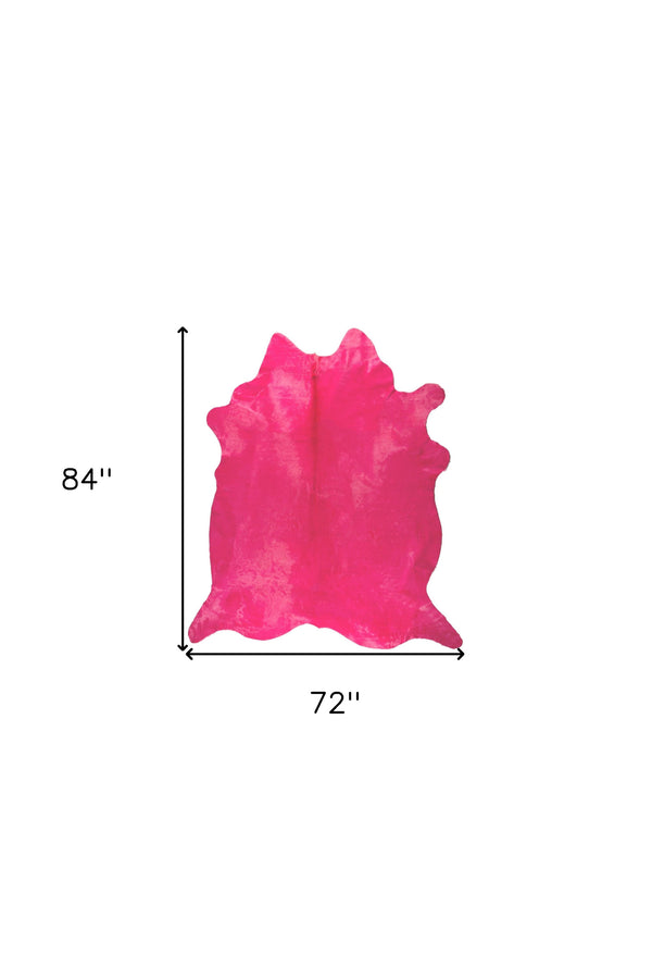 Homeroots 6' X 7' Pink Cowhide Hand Knotted Area Rug Baby Pink Cowhide 544312