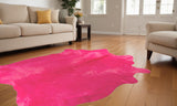 Homeroots 6' X 7' Pink Cowhide Hand Knotted Area Rug Baby Pink Cowhide 544312