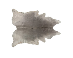 HomeRoots 6x7 Hand Knotted Cowhide Area Rug in Neutral White Gray for Modern Living 544313